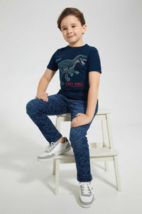 Navy Elasticated Waistband Jean
