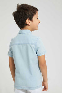 Redtag-Light-Wash-Denim-Shirt-Casual-Shirts-Boys-2 to 8 Years