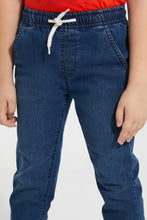 تنزيل الصورة على معرض الصور، Redtag-Dark-Wash-Denim-Jogger-Jeans-Jogger-Fit-Boys-2 to 8 Years
