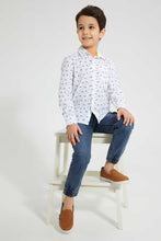 تنزيل الصورة على معرض الصور، Redtag-White-Aop-Long-Sleeve-Shirt-Casual-Shirts-Boys-2 to 8 Years
