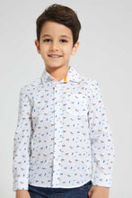 تنزيل الصورة على معرض الصور، Redtag-White-Aop-Long-Sleeve-Shirt-Casual-Shirts-Boys-2 to 8 Years
