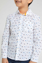 تنزيل الصورة على معرض الصور، Redtag-White-Aop-Long-Sleeve-Shirt-Casual-Shirts-Boys-2 to 8 Years
