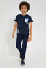 Redtag-Midwash-Knit-Denim-Ribbed-Waist-Jogger-Jean-Knit-Denim-Boys-2 to 8 Years