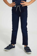 Load image into Gallery viewer, Redtag-Midwash-Knit-Denim-Ribbed-Waist-Jogger-Jean-Knit-Denim-Boys-2 to 8 Years
