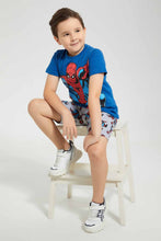 تنزيل الصورة على معرض الصور، Redtag-Navy-Spiderman-T-Shirt-And-Short-Pyjama-Set-Pyjama-Sets-Boys-2 to 8 Years
