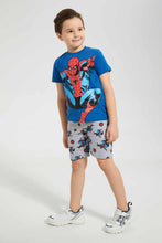 تنزيل الصورة على معرض الصور، Redtag-Navy-Spiderman-T-Shirt-And-Short-Pyjama-Set-Pyjama-Sets-Boys-2 to 8 Years
