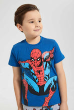 تنزيل الصورة على معرض الصور، Redtag-Navy-Spiderman-T-Shirt-And-Short-Pyjama-Set-Pyjama-Sets-Boys-2 to 8 Years
