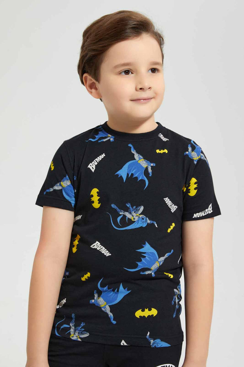 Redtag-Black-Batman-Print-T-Shirt-Character-T-Shirts-Boys-2 to 8 Years