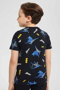 Redtag-Black-Batman-Print-T-Shirt-Character-T-Shirts-Boys-2 to 8 Years