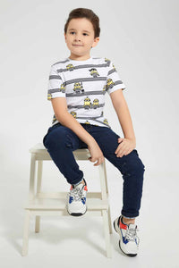 Redtag-White-Minions-Print-T-Shirt-Character-T-Shirts-Boys-2 to 8 Years