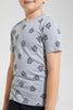 Redtag-Grey-Tiger-Printed-T-Shirt-Graphic-T-Shirts-Boys-2 to 8 Years