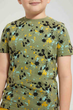 تنزيل الصورة على معرض الصور، Redtag-Olive-Splat-Printed-T-Shirt-Graphic-T-Shirts-Boys-2 to 8 Years
