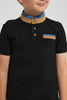 Redtag-Black-Stand-Up-Polo-With-Pocket-Polo-Shirts-Boys-2 to 8 Years