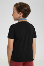 Load image into Gallery viewer, Redtag-Black-Stand-Up-Polo-With-Pocket-Polo-Shirts-Boys-2 to 8 Years
