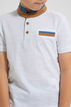 Load image into Gallery viewer, Redtag-White-Stand-Up-Collar-Polo-With-Pocket-Polo-Shirts-Boys-2 to 8 Years
