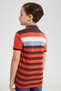 Redtag-Red-Stand-Up-Collar-Polo-With-Pocket-Polo-Shirts-Boys-2 to 8 Years