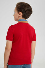 Load image into Gallery viewer, Redtag-Red-Horizontal-Stripe-Stand-Collar-Polo-Shirt-Polo-Shirts-Boys-2 to 8 Years
