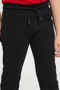 Redtag-Black-5-Pocket-Stretch-Terry-Pant-Chino-Trousers-Boys-2 to 8 Years