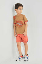 Load image into Gallery viewer, Redtag-Brown-Pouch-Bag-T-Shirt-Graphic-T-Shirts-Boys-2 to 8 Years
