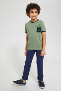 Redtag-Navy-5-Pocket-Stretch-Terry-Pant-Chino-Trousers-Boys-2 to 8 Years