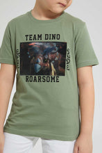 تنزيل الصورة على معرض الصور، Redtag-Olive-Dinosaur-Print-T-Shirt-Graphic-Prints-Boys-2 to 8 Years
