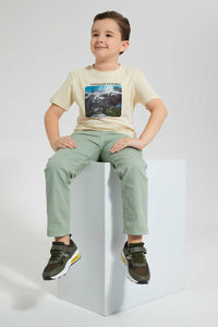 Redtag-Stone-Battle-Print-T-Shirt-Graphic-Prints-Boys-2 to 8 Years