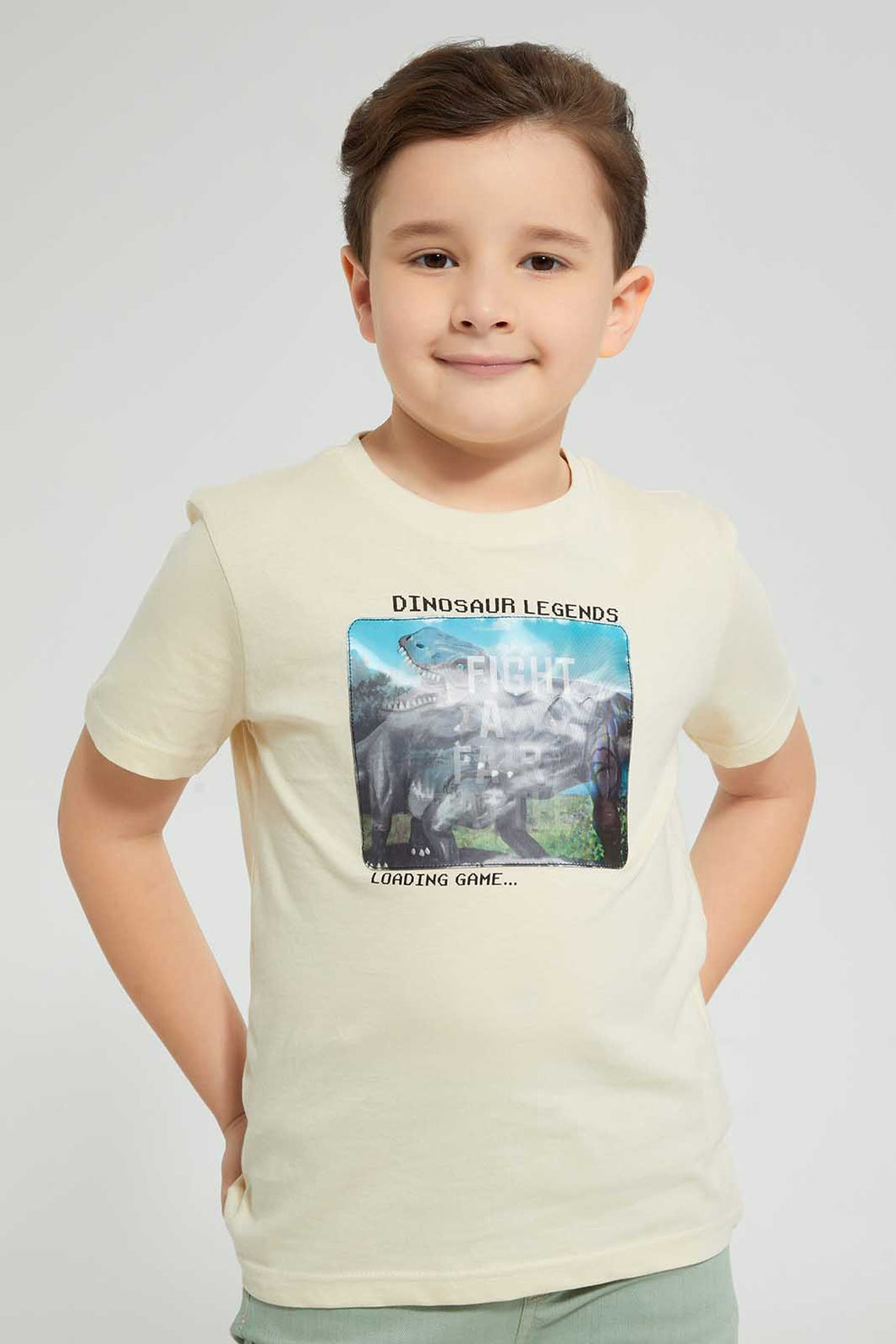 Redtag-Stone-Battle-Print-T-Shirt-Graphic-Prints-Boys-2 to 8 Years