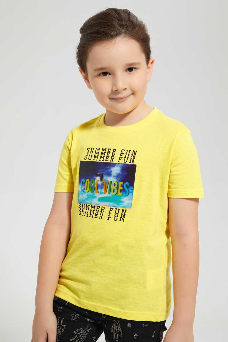 Redtag-Yellow-Lenticular-T-Shirt-Graphic-T-Shirts-Boys-2 to 8 Years