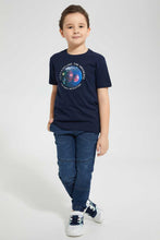 تنزيل الصورة على معرض الصور، Redtag-Navy-Lenticular-Print-T-Shirt-Graphic-T-Shirts-Boys-2 to 8 Years
