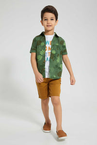 Redtag-Green-Jungle-Print-4-Piece-Set-Sets-Boys-2 to 8 Years