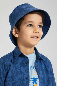 Redtag-Blue-Leaf-And-Palm-Print-4-Piece-Set-Sets-Boys-2 to 8 Years