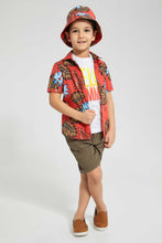 تنزيل الصورة على معرض الصور، Redtag-Red-Floral-Print-4-Piece-Set-Sets-Boys-2 to 8 Years
