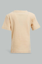 Load image into Gallery viewer, Redtag-Beige-Short-Sleeve-Henley-Jacquard-Tshirt-Henley-T-Shirts-Infant-Boys-3 to 24 Months
