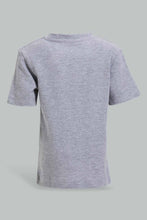 Load image into Gallery viewer, Redtag-Grey-Melange-Short-Sleeve-Henley-Jacuard-Tshirt-Henley-T-Shirts-Infant-Boys-3 to 24 Months
