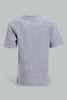 Redtag-Grey-Melange-Short-Sleeve-Henley-Jacuard-Tshirt-Henley-T-Shirts-Infant-Boys-3 to 24 Months