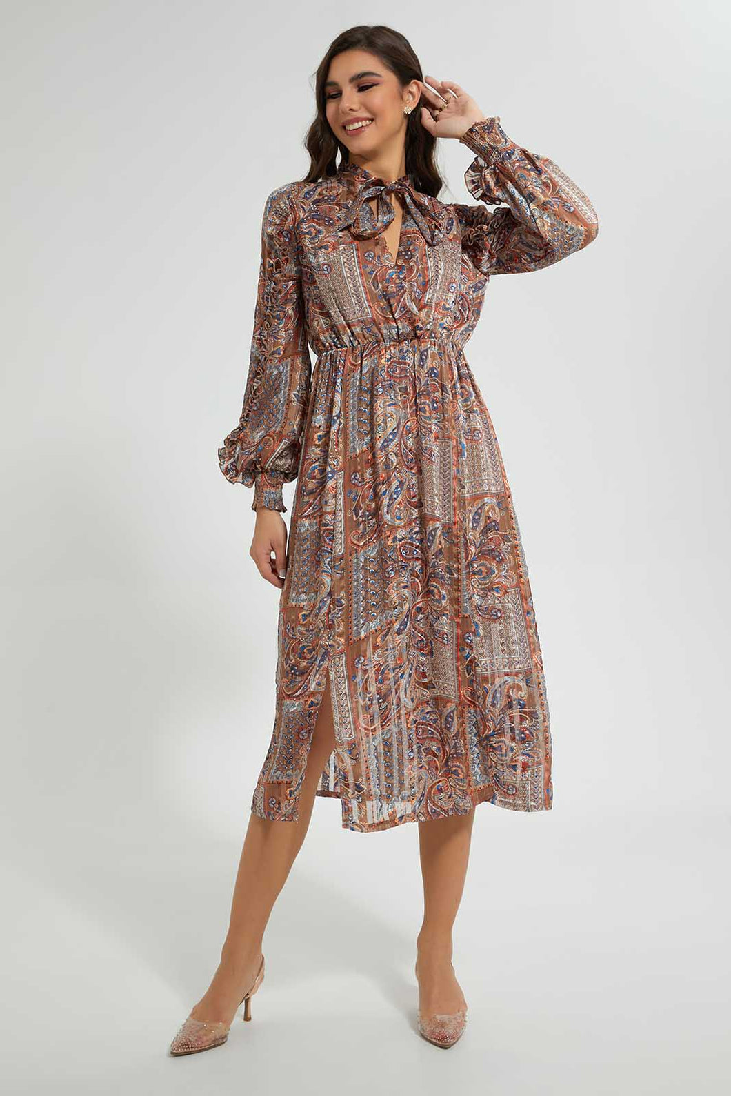 Redtag-Multicolour-Paisley-Dress-Dresses-Women's-