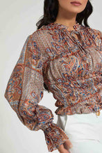 Load image into Gallery viewer, Redtag-Paisley-Smocking-Blouse-Blouses-Women&#39;s-
