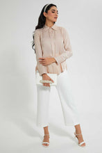 Load image into Gallery viewer, Redtag-Beige-Satin-Jacquard-Shirt-Blouses-Women&#39;s-
