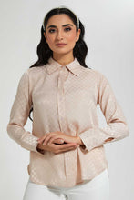 Load image into Gallery viewer, Redtag-Beige-Satin-Jacquard-Shirt-Blouses-Women&#39;s-
