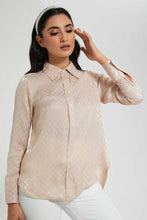 Load image into Gallery viewer, Redtag-Beige-Satin-Jacquard-Shirt-Blouses-Women&#39;s-
