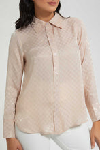 Load image into Gallery viewer, Redtag-Beige-Satin-Jacquard-Shirt-Blouses-Women&#39;s-
