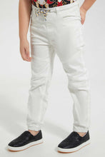 Load image into Gallery viewer, Redtag-White-Twill--Stretch-Biker-Jogger-Jean-Jeans-Jogger-Fit-Boys-2 to 8 Years
