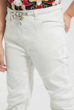 Load image into Gallery viewer, Redtag-White-Twill--Stretch-Biker-Jogger-Jean-Jeans-Jogger-Fit-Boys-2 to 8 Years
