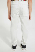 Load image into Gallery viewer, Redtag-White-Twill--Stretch-Biker-Jogger-Jean-Jeans-Jogger-Fit-Boys-2 to 8 Years
