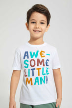 Load image into Gallery viewer, Redtag-White-Awesome-Little-Man-Print-T-Shirt-And-Short-Set-Sets-Boys-2 to 8 Years
