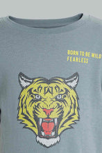 Load image into Gallery viewer, Redtag-Dark-Grey-Tiger-Print-T-Shirt-And-Short-Set-Sets-Boys-2 to 8 Years
