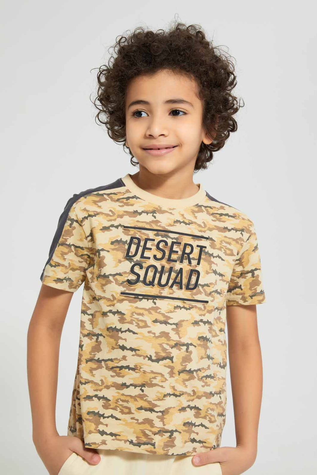 Redtag-Olive-Jungle-Squad-T-Shirt-Graphic-T-Shirts-Boys-2 to 8 Years