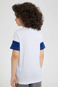 Redtag-White-Rocket-Cut-And-Sew-T-Shirt-Graphic-T-Shirts-Boys-2 to 8 Years
