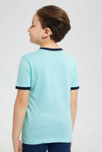 تنزيل الصورة على معرض الصور، Redtag-Blue-Digger-Pocket-T-Shirt-Graphic-T-Shirts-Boys-2 to 8 Years
