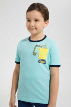تنزيل الصورة على معرض الصور، Redtag-Blue-Digger-Pocket-T-Shirt-Graphic-T-Shirts-Boys-2 to 8 Years
